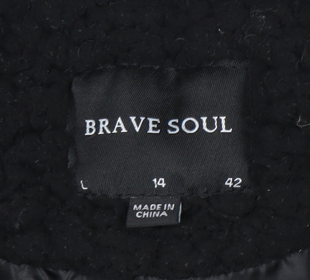 Brave Soul Women’s Black Fleece Lined Mid-Length Coat Size 14