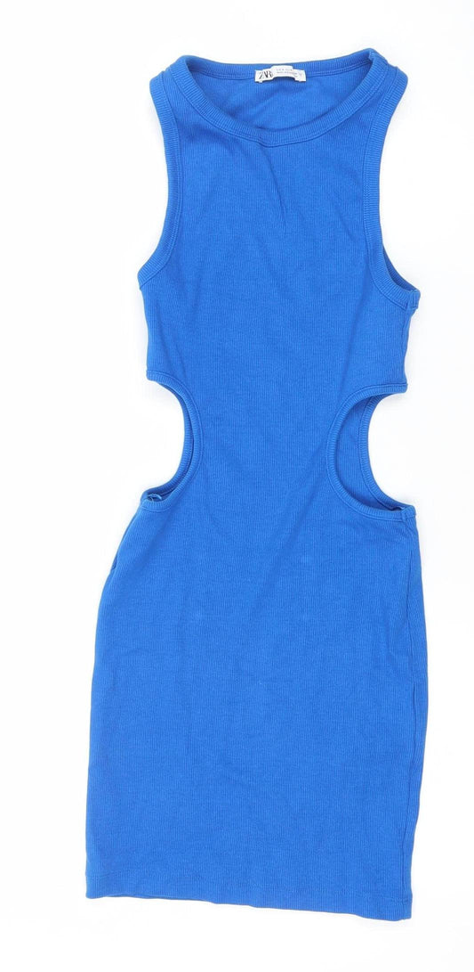 ZARA Women’s Blue Sleeveless Bodycon Knit Dress Size S
