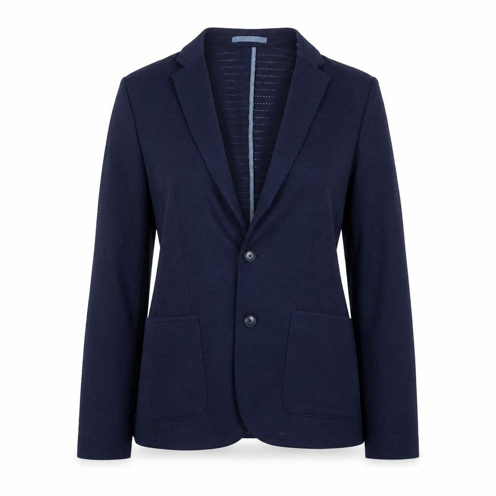 River Island Women Navy Blue Two-Button Blazer Size M Classic Fit