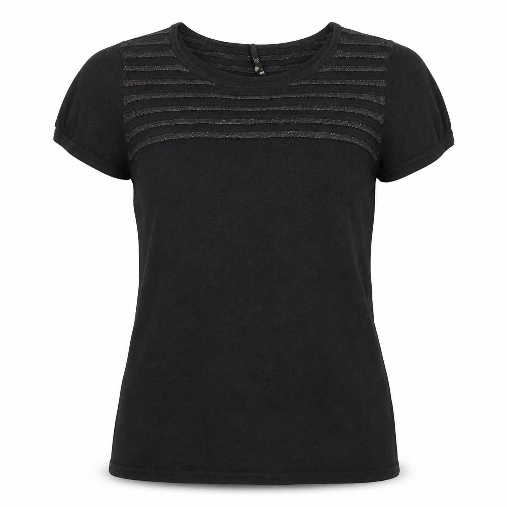 Topshop Women's Black Short Sleeve Scoop Neck Cotton Blend T-Shirt Size 10
