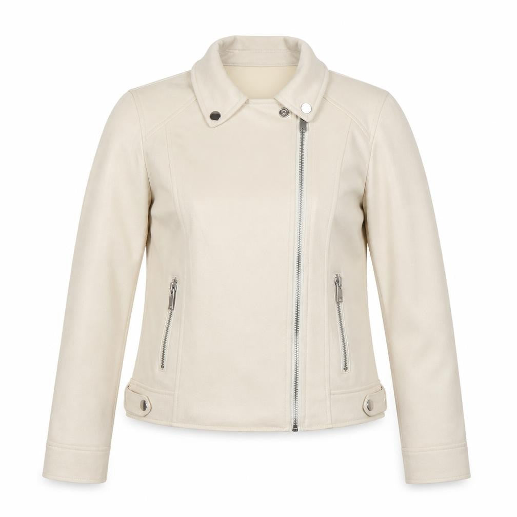 Relish Noless Women's Ivory Biker Jacket Size S Classic Zip Softshell