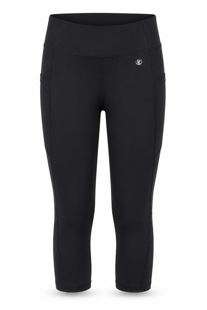 Front view of Dunnes Women's Black Capri Leggings, size S, Activewear
