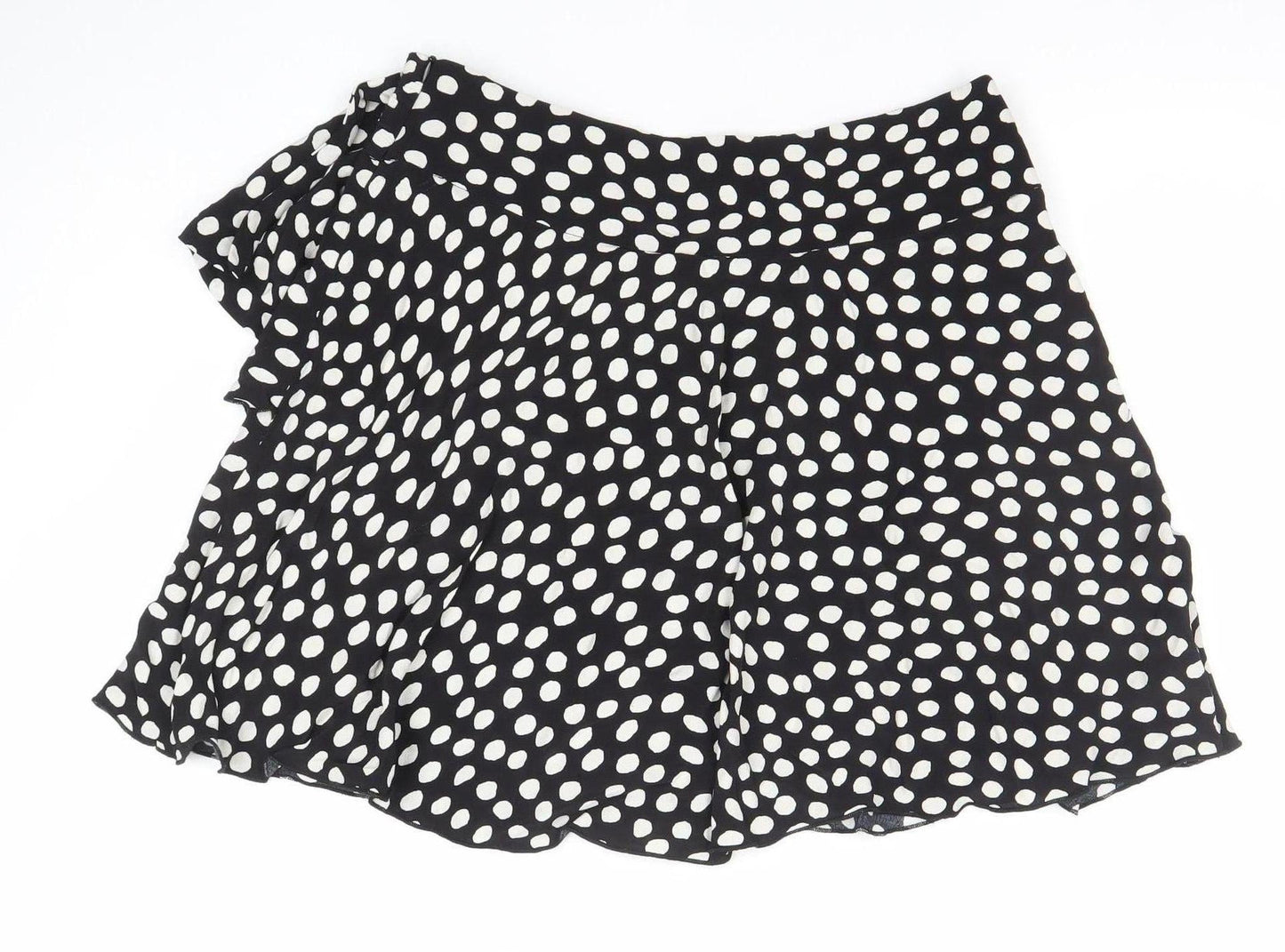 Savida Women’s Black Polka Dot Wrap Ruffle Skirt Size 12