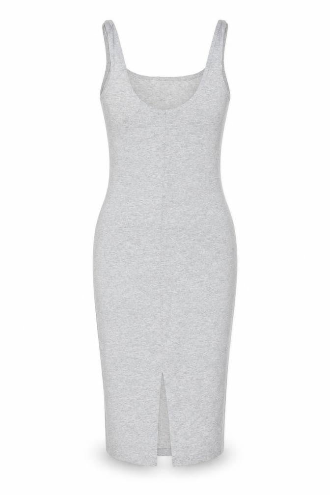 Bershka Women’s Grey Sleeveless Bodycon Knit Dress Size M