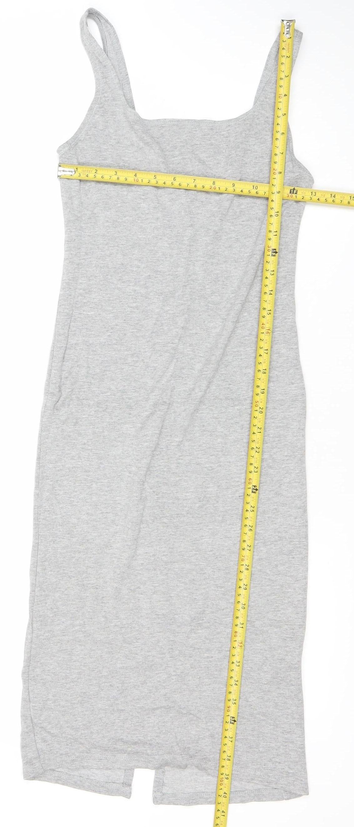 Bershka Women’s Grey Sleeveless Bodycon Knit Dress Size M