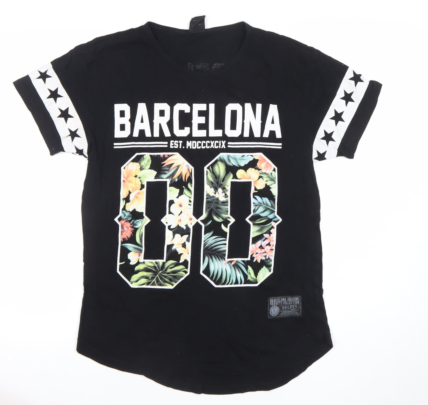 Barcelona Designs Men's Black Floral Graphic City T-Shirt Size S