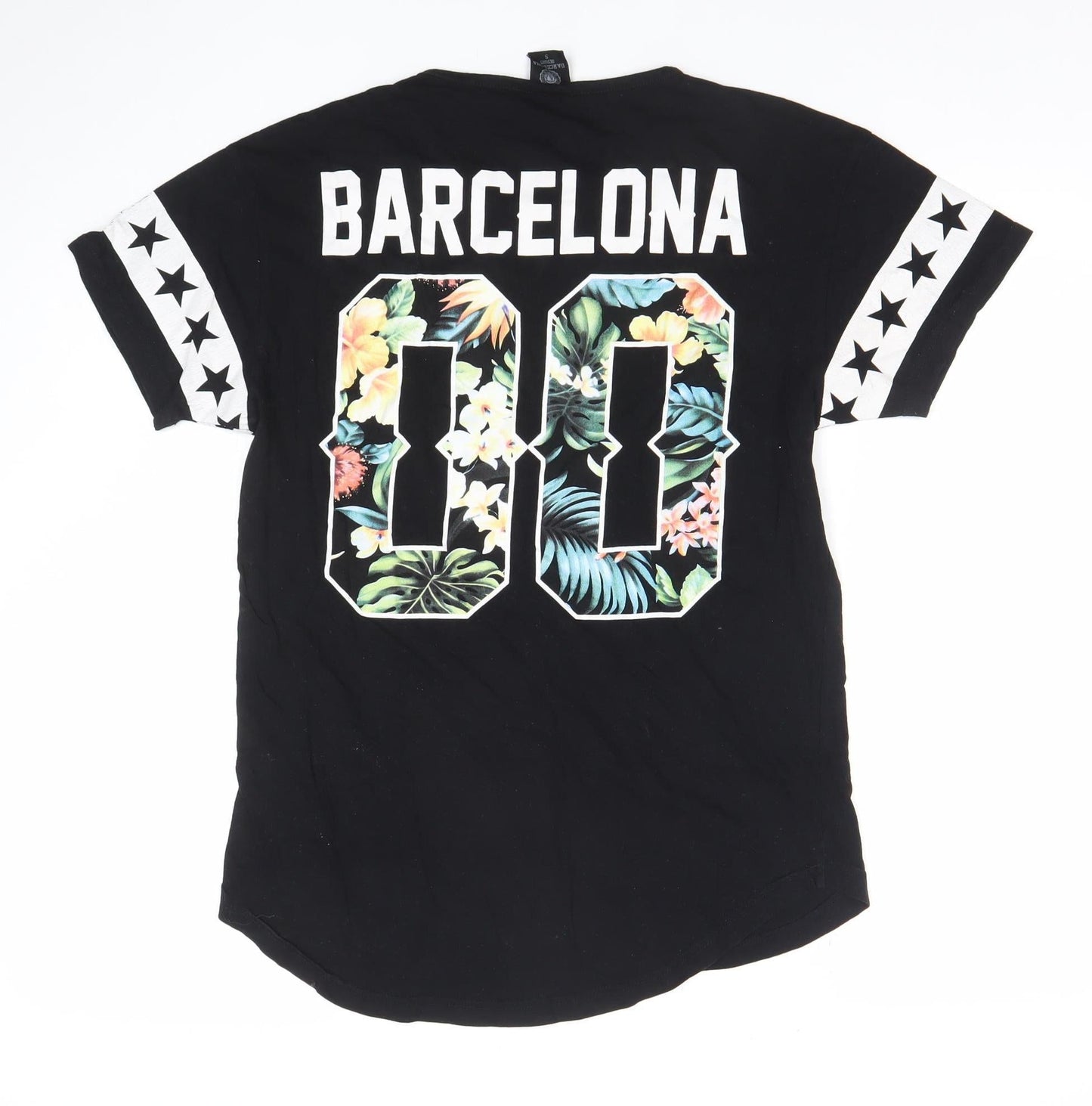 Barcelona Designs Men's Black Floral Graphic City T-Shirt Size S