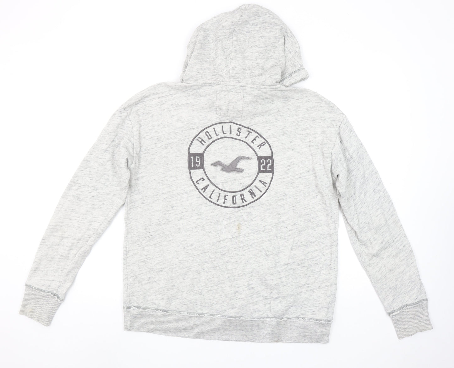 Hollister Men’s Grey Pullover Hoodie L Logo Fleece Casual