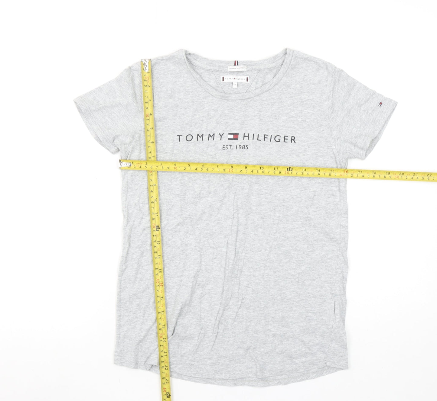 Tommy Hilfiger Men's Grey Organic Cotton Logo T-Shirt L