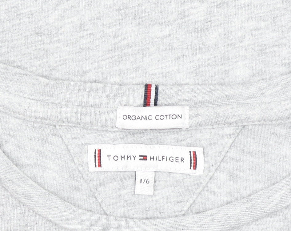 Tommy Hilfiger Men's Grey Organic Cotton Logo T-Shirt L