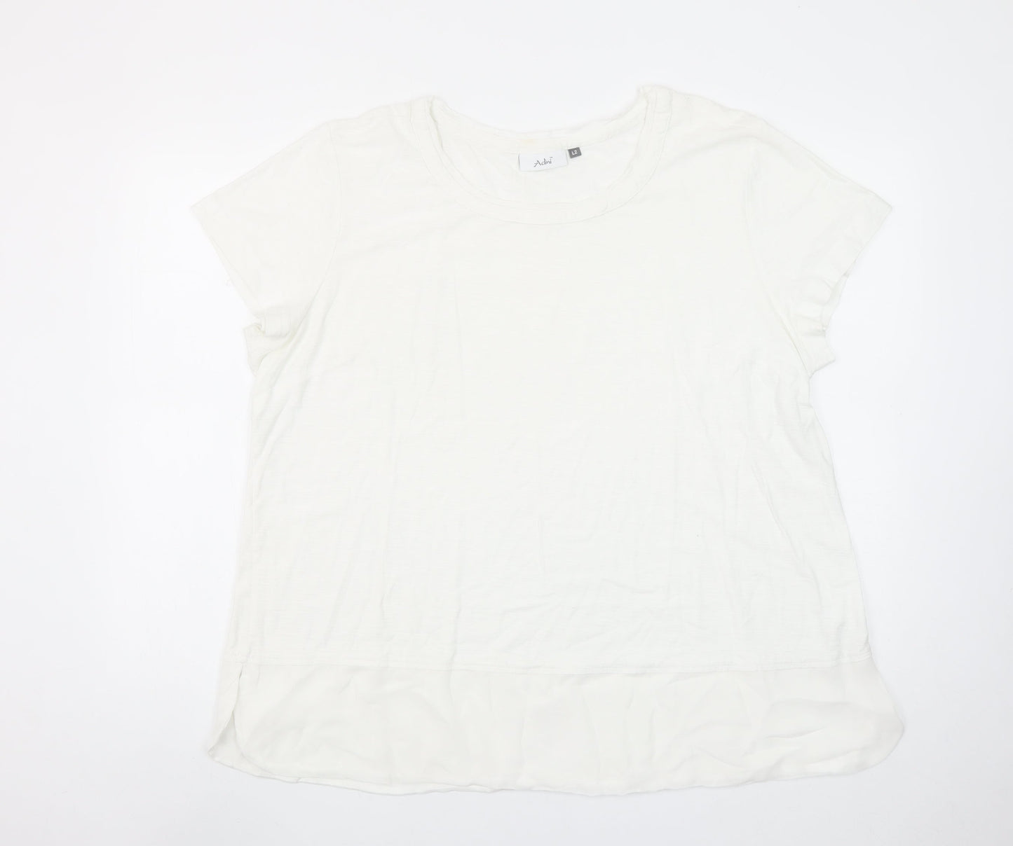 Adini Women’s White Cotton Viscose Short Sleeve Basic T-Shirt L