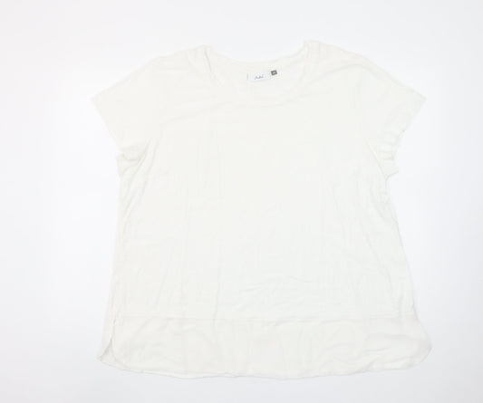 Adini Women’s White Cotton Viscose Short Sleeve Basic T-Shirt L
