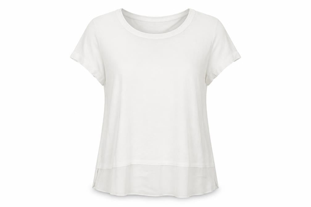 Adini Women’s White Cotton Viscose Short Sleeve Basic T-Shirt L