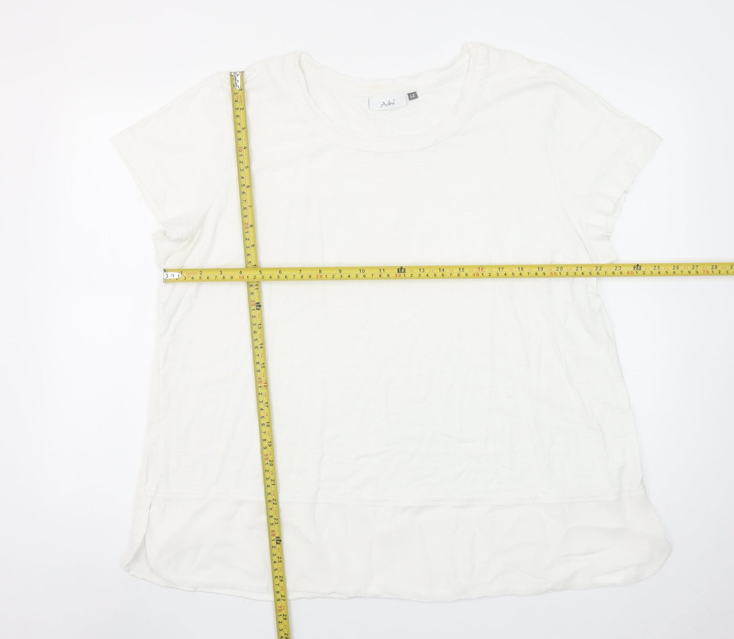 Adini Women’s White Cotton Viscose Short Sleeve Basic T-Shirt L