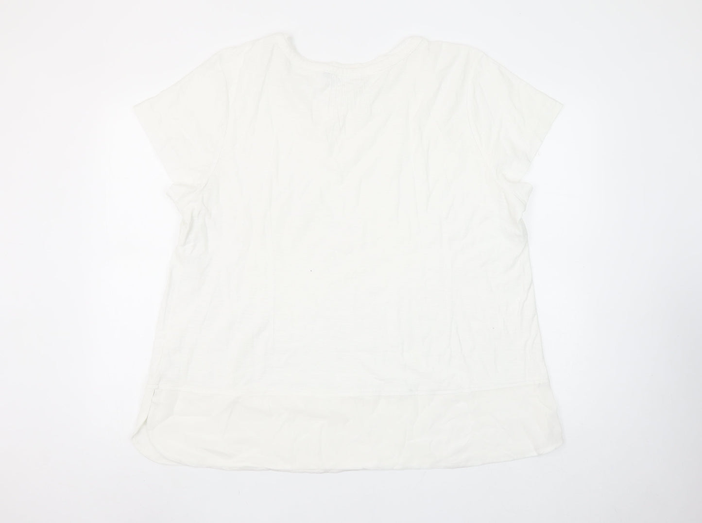 Adini Women’s White Cotton Viscose Short Sleeve Basic T-Shirt L