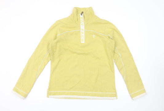 Fat Face Women’s Yellow 1/4 Zip Pullover Sweatshirt Size 10