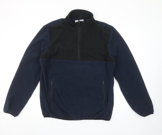 Jack & Jones Men’s Blue Fleece 1/2 Zip Pullover Sweatshirt L