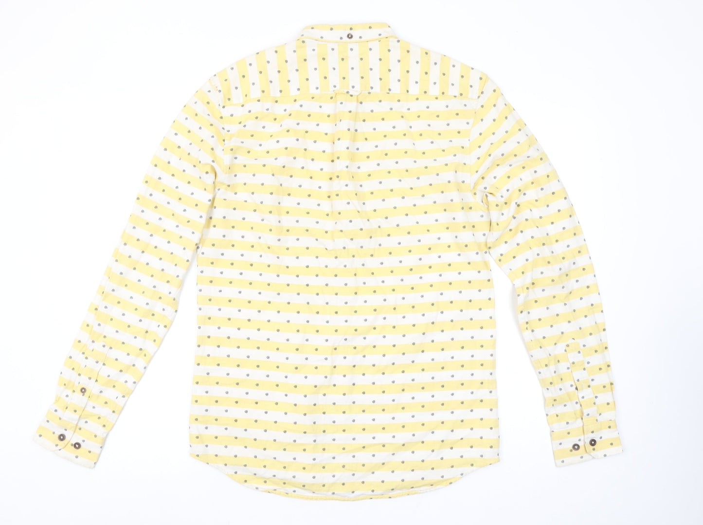 Farah Vintage Men's Yellow Slim Fit Long Sleeve Button-Up Shirt Size M