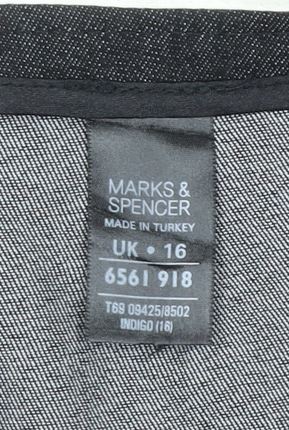 Marks and Spencer Womens Grey Wide-Leg Trousers UK 16 Polyester Blend
