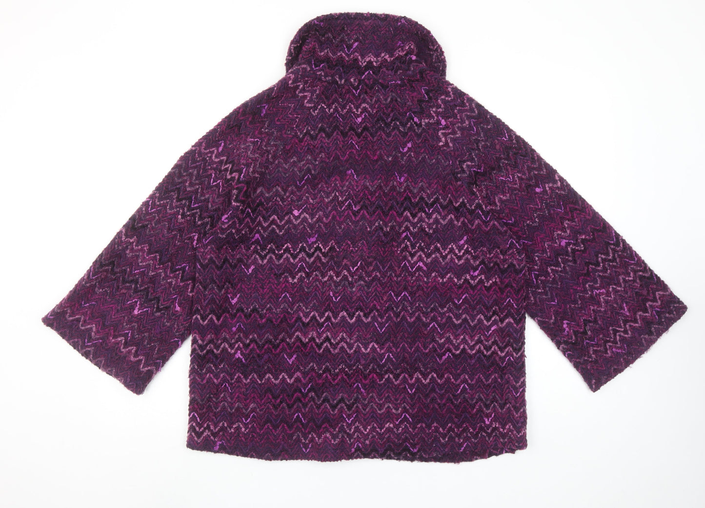 Edina Ronay Women's Purple Knit Coatigan Size 22 Mid-Length Wool Blend