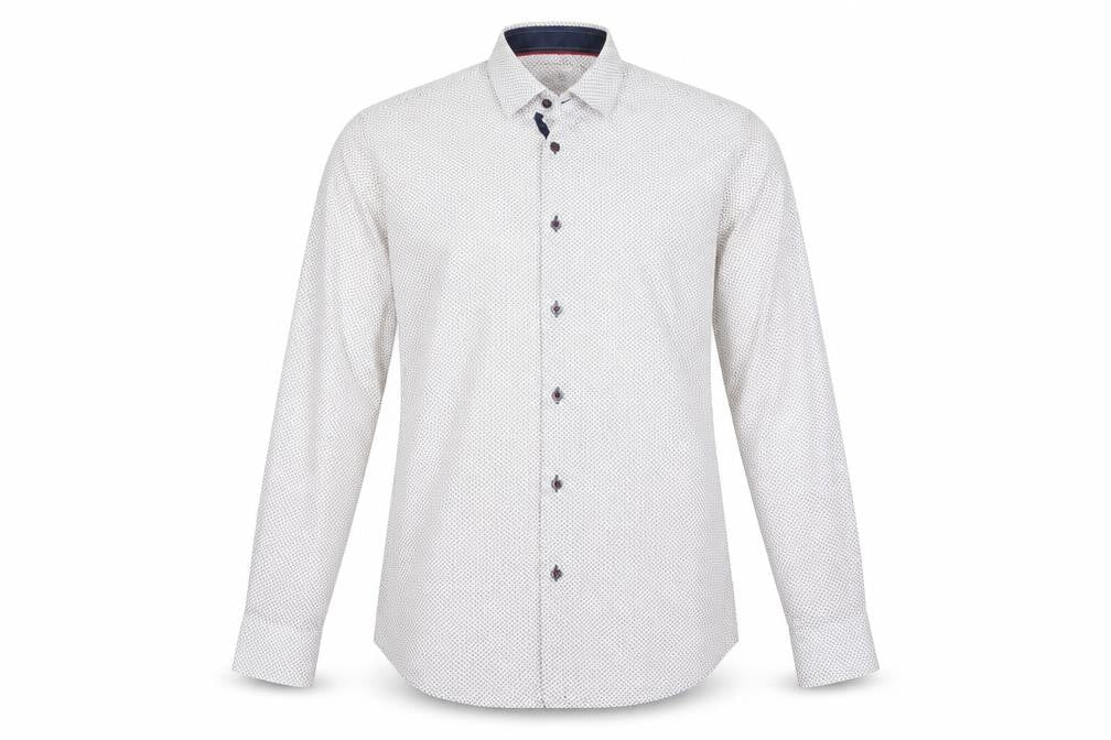 6th Sense Men's Beige Patterned Long Sleeve Cotton Button-Up Shirt L