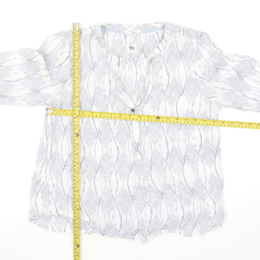 White Stuff Women's Blue Geometric Long Sleeve Tunic Blouse Size 12