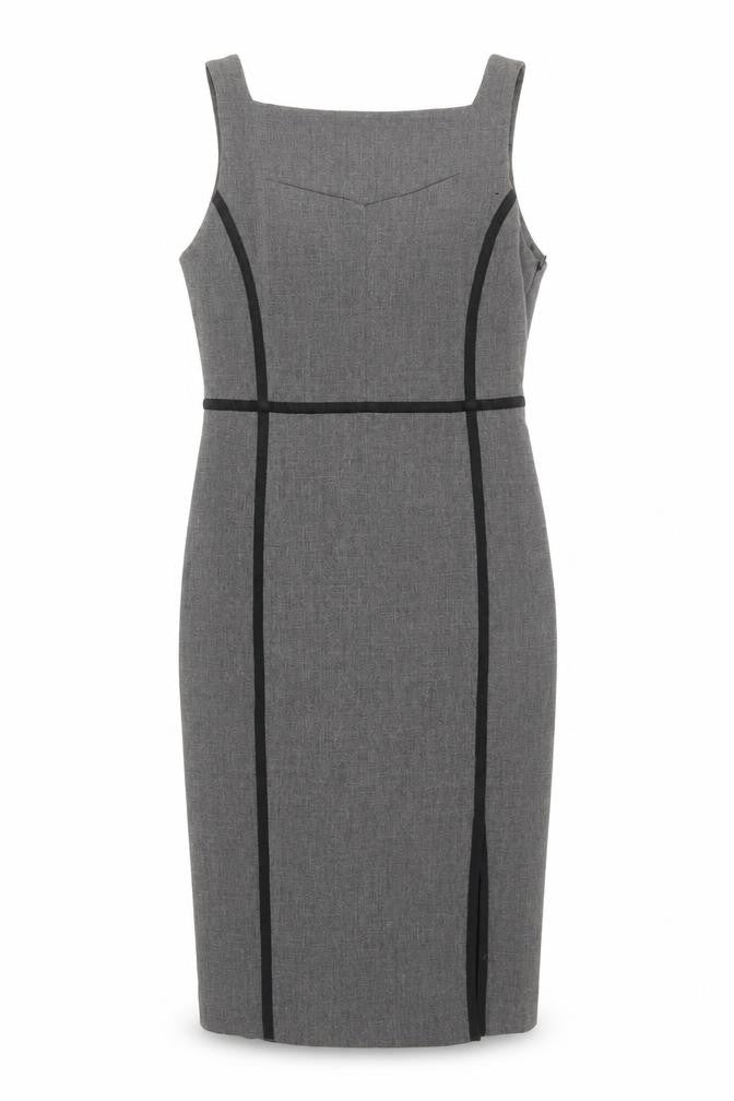 Zara Women Grey Sheath Dress XS Square Neck Sleeveless Workwear