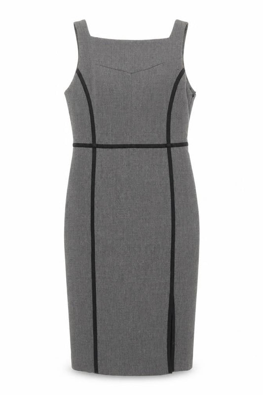 Zara Women Grey Sheath Dress XS Square Neck Sleeveless Workwear
