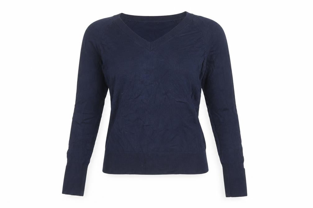 Esprit Women's Blue V-Neck Cotton Jumper Size M