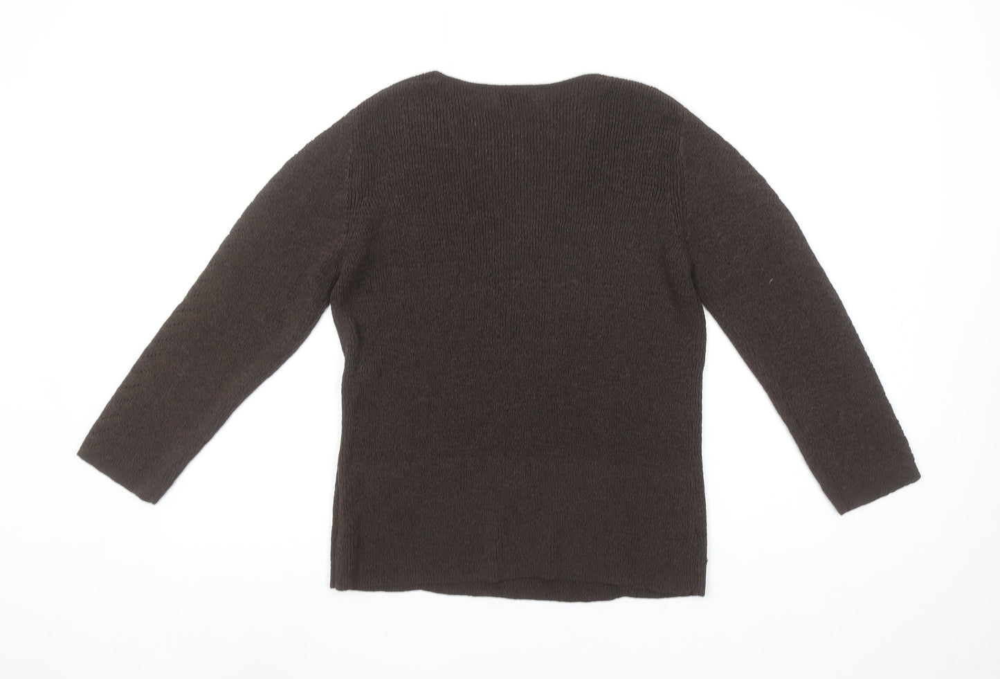 Viyella Women Brown V-Neck Long Sleeve Knit Pullover Jumper M