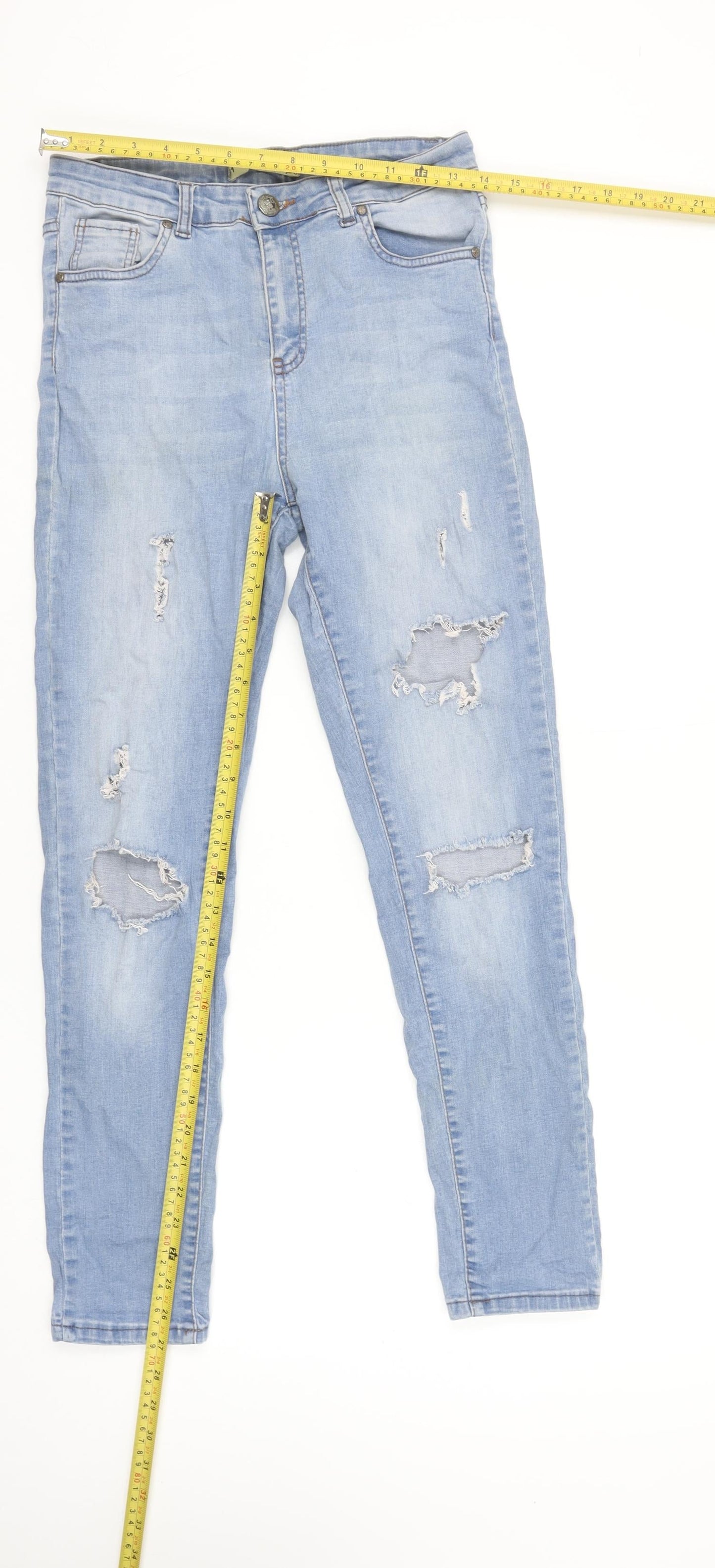 AKSU BLUE Womens Light Blue Distressed Skinny Jeans Size 31