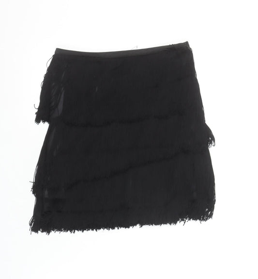 Zara Basic Women's Black Fringe Mini Skirt Size S