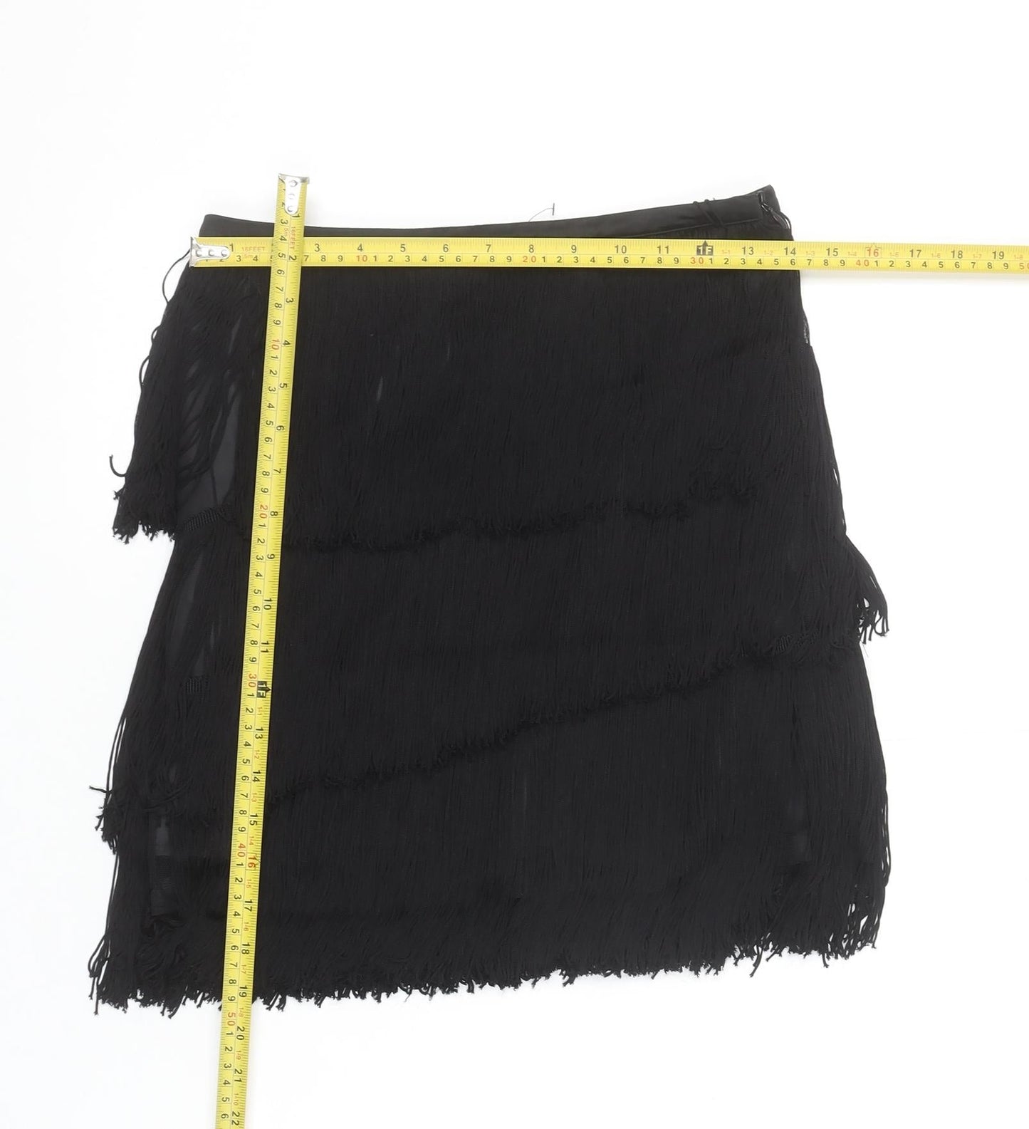 Zara Basic Women's Black Fringe Mini Skirt Size S