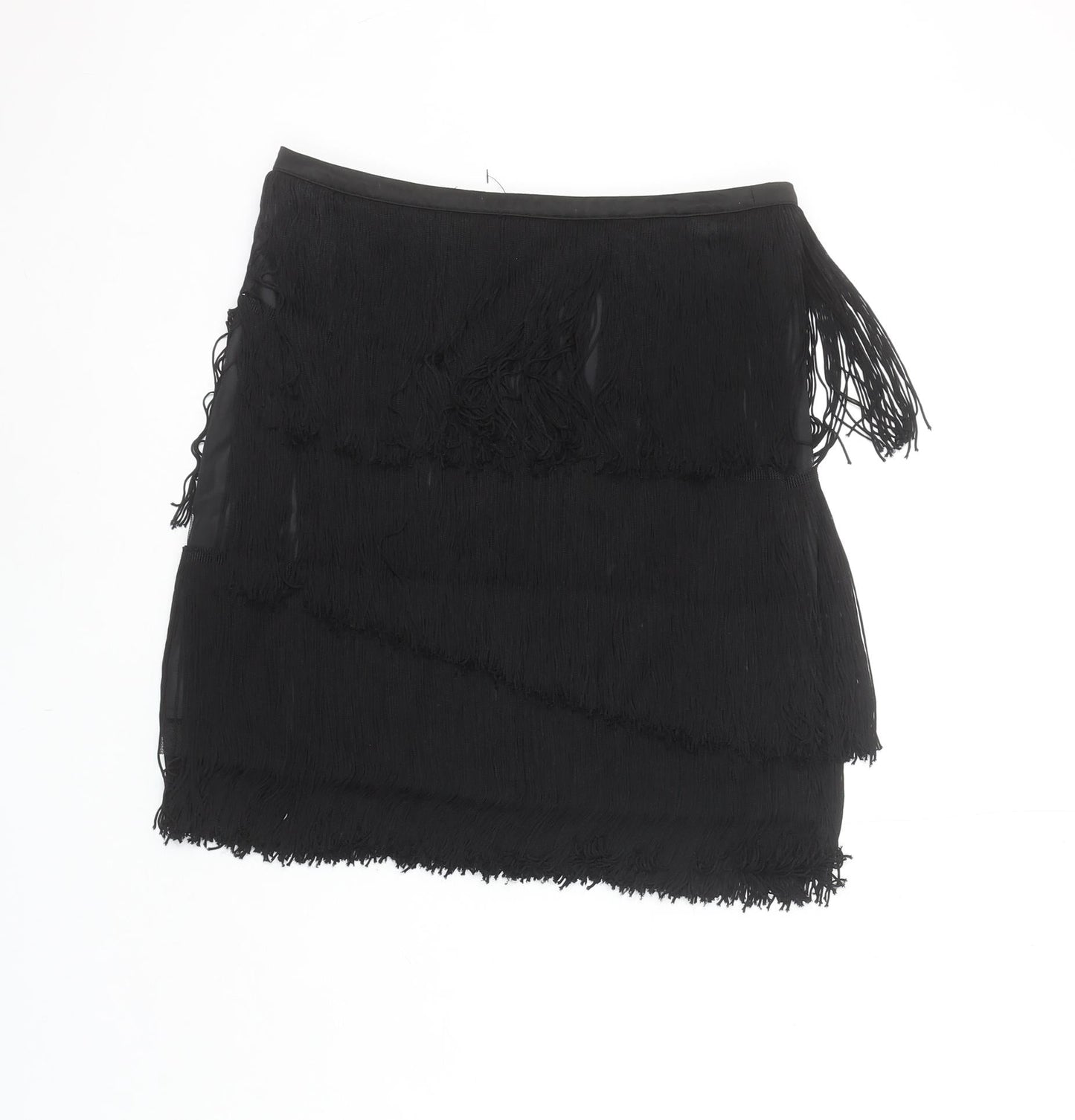 Zara Basic Women's Black Fringe Mini Skirt Size S