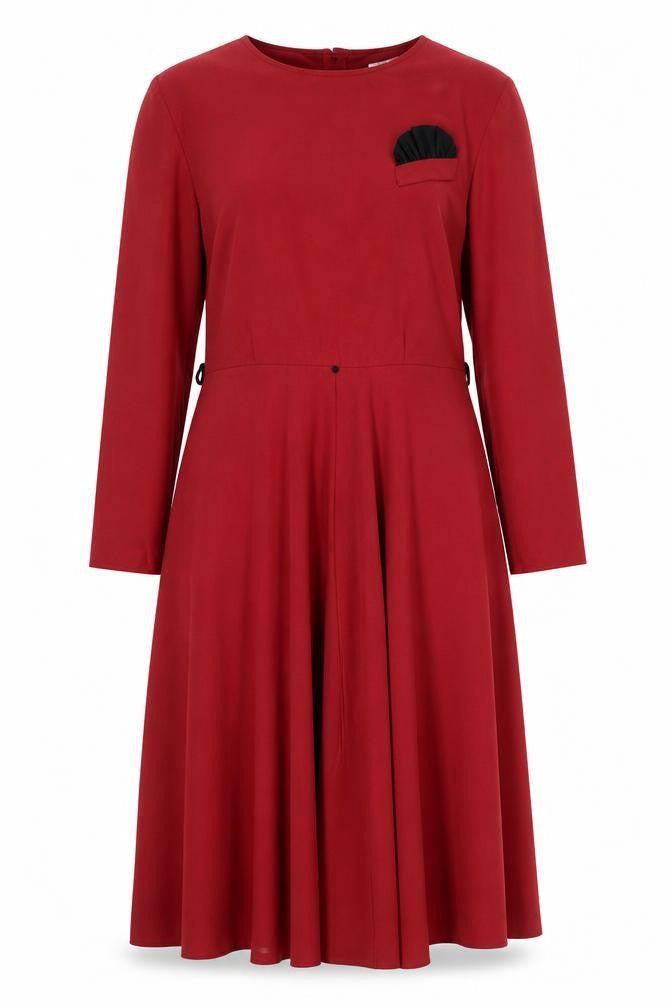 Marks & Spencer Women’s Red Midi Fit & Flare Dress Size 14 Classic Retro Style
