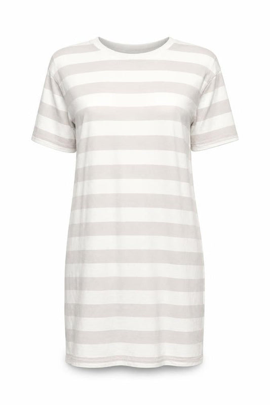Urban Outfitters Women Beige XS Striped Cotton T-Shirt Dress