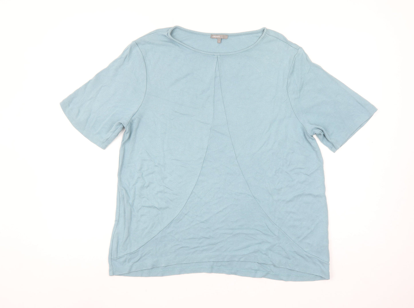 Jaeger Womens Blue Short Sleeve Cotton Jersey T-Shirt L