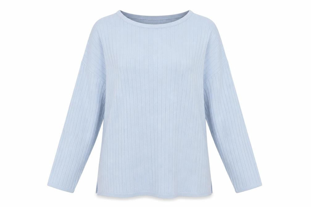Unlimited Women's Blue Ribbed Knit Pullover Jumper Size M
