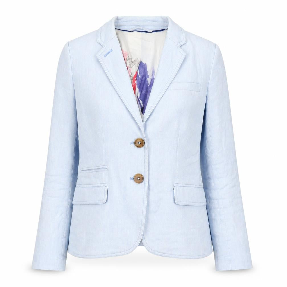 Joules Women’s Blue Linen Cotton Blazer UK 8 Classic Style