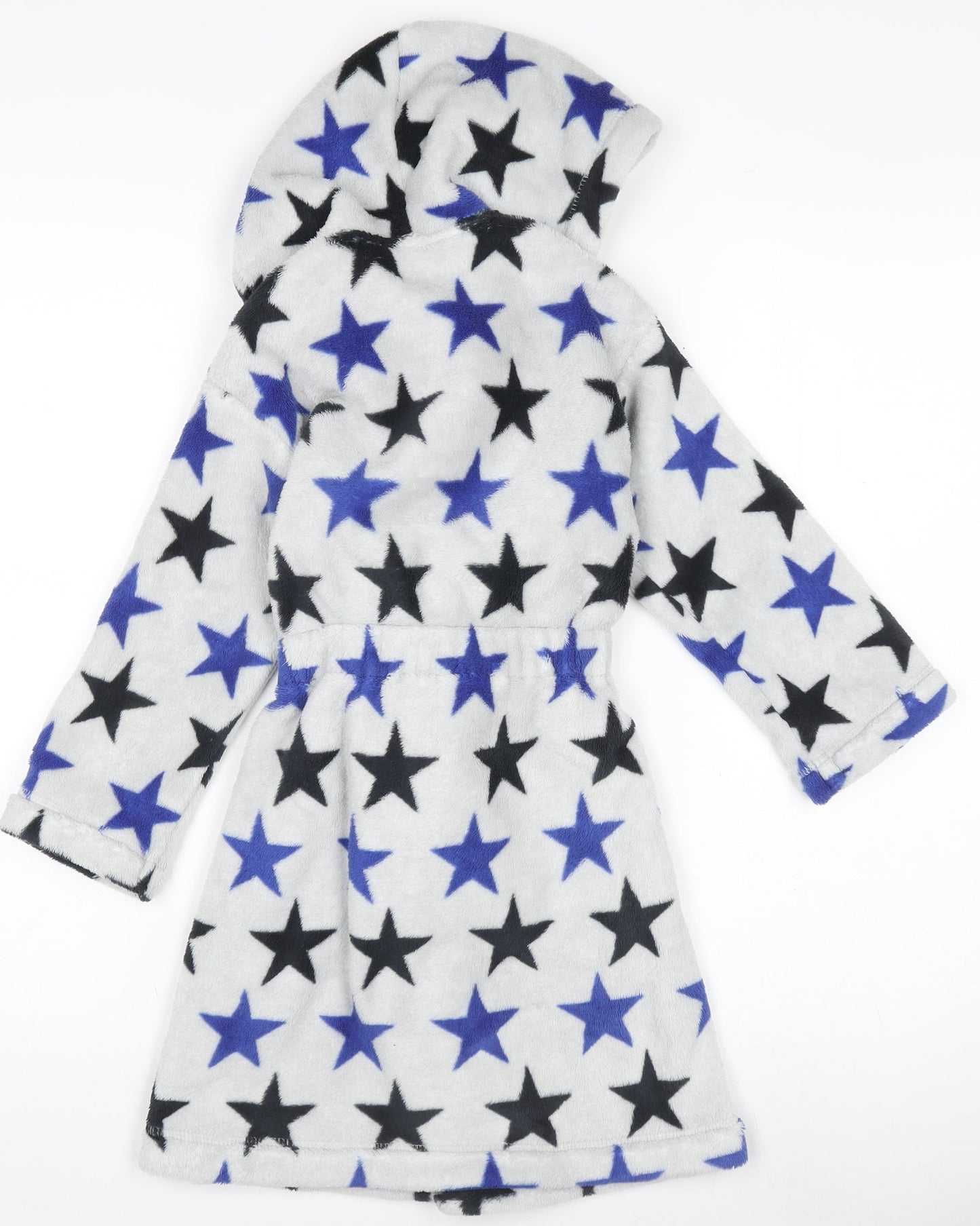 Marks and Spencer Boys Grey Star Fleece Hooded Robe 5-6 Years