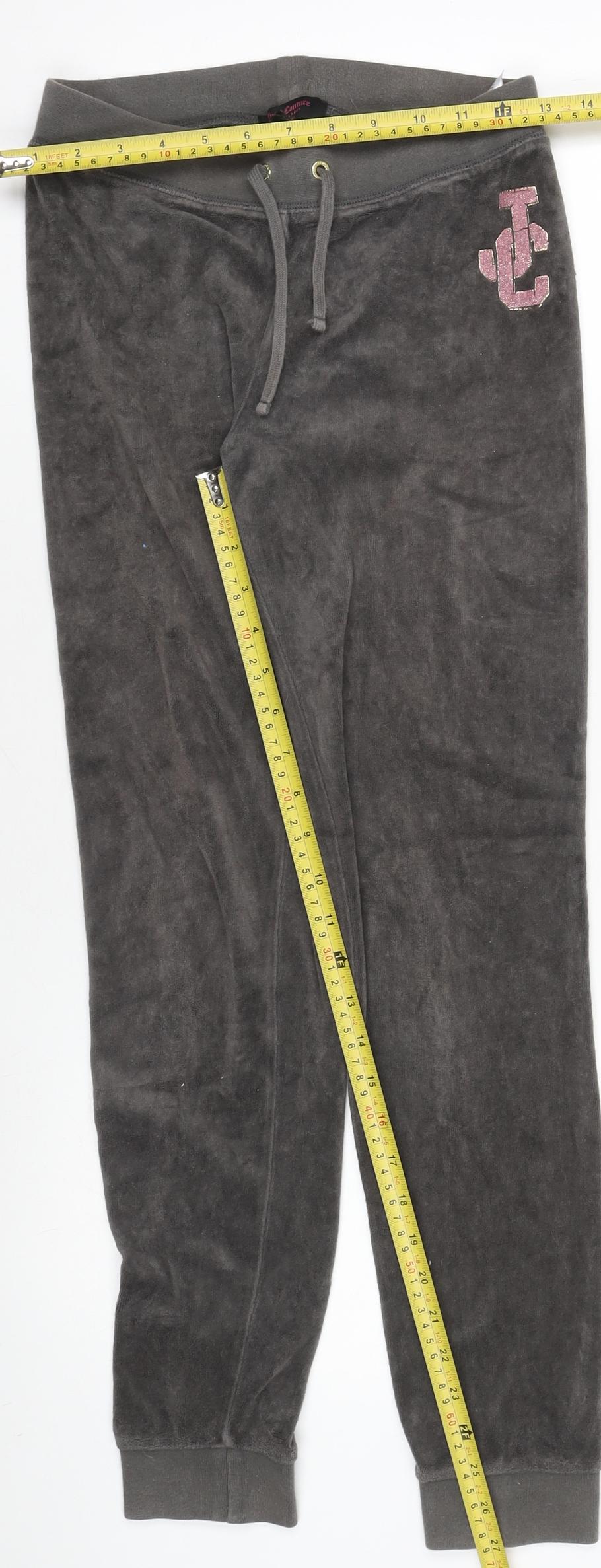 Juicy Couture Girls Grey Velour Jogger Trousers Size 18Y Drawstring Waist