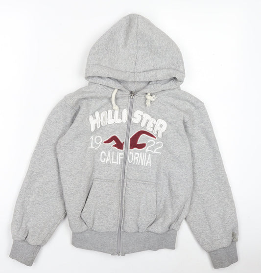 Hollister Boys Grey Zip Hoodie Jacket Size M Cotton Lined Casual