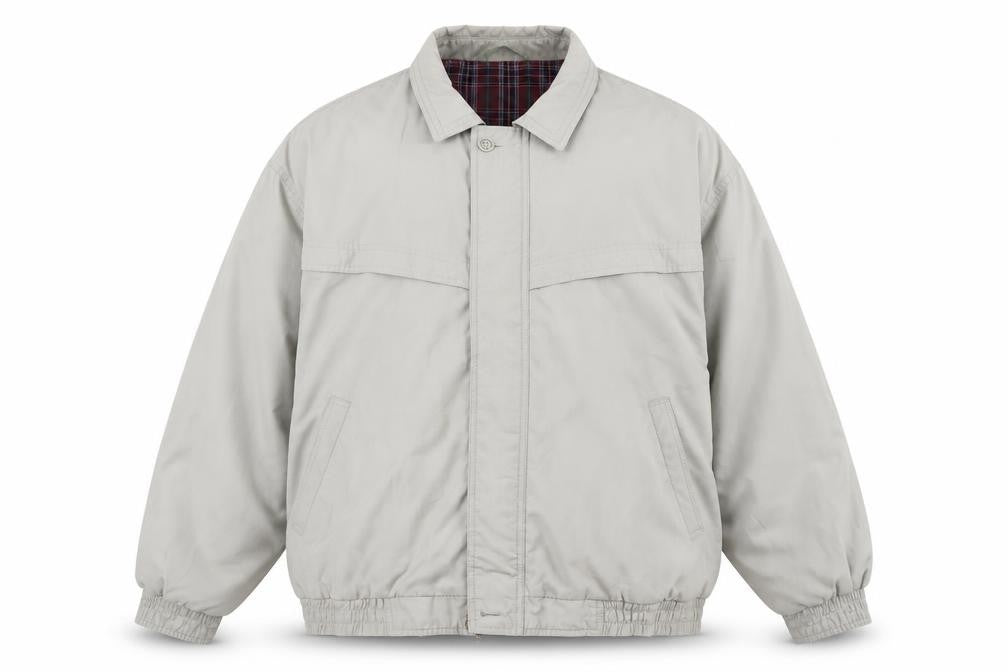 Canda Men's Grey Bomber Jacket Size L Cotton Blend Lined Casual