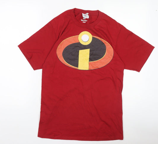 Disney Pixar Boys Red The Incredibles Logo Short Sleeve T-Shirt Size M