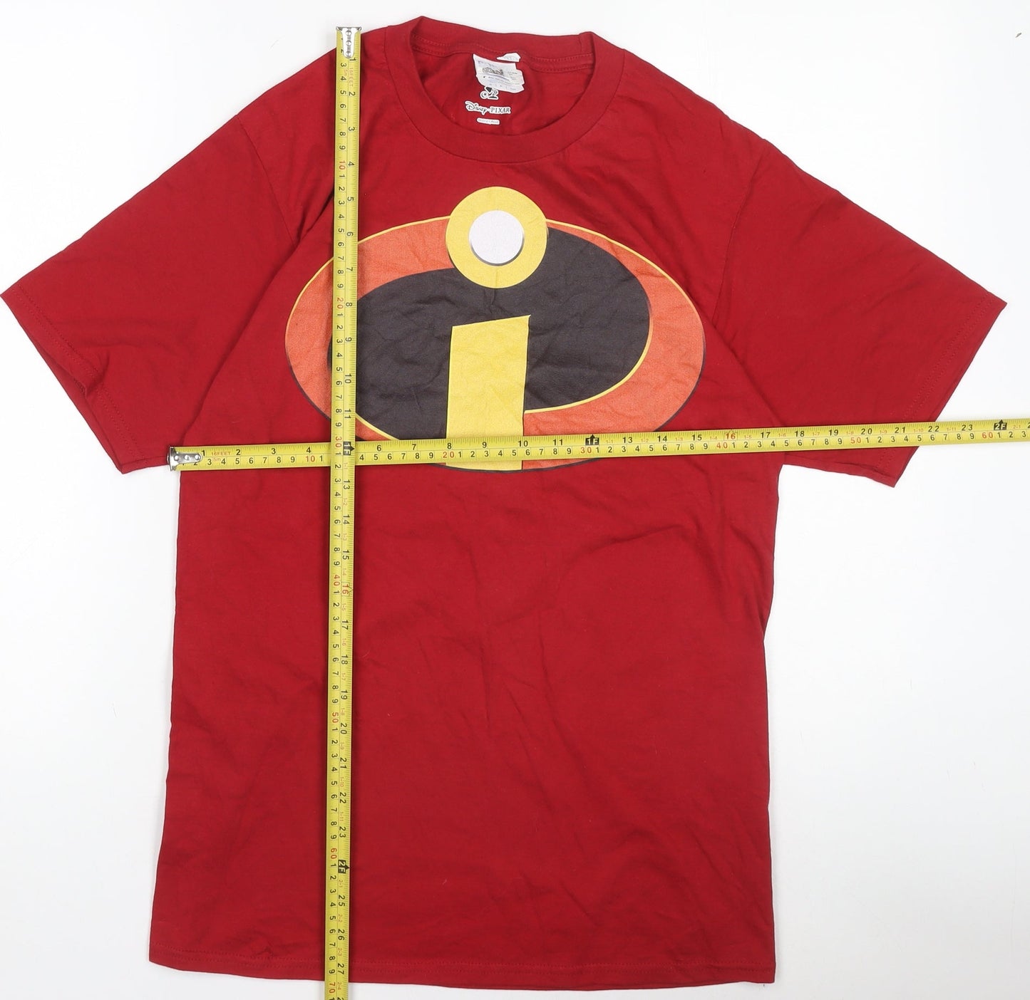 Disney Pixar Boys Red The Incredibles Logo Short Sleeve T-Shirt Size M