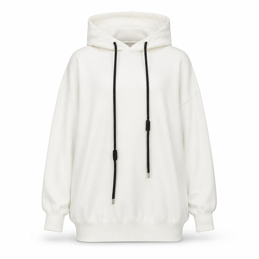 MULVYHU Women White Hooded Rock Studded Pullover Jumper M