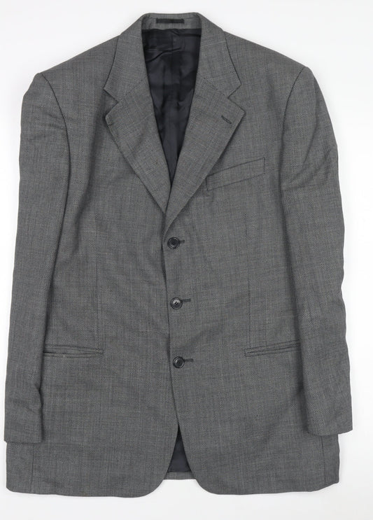 Savoy Taylors Guild Men's Grey Wool Blazer 42R Classic Notch Lapel Jacket