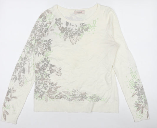Marks and Spencer Per Una Women’s Ivory Floral Acrylic Jumper M