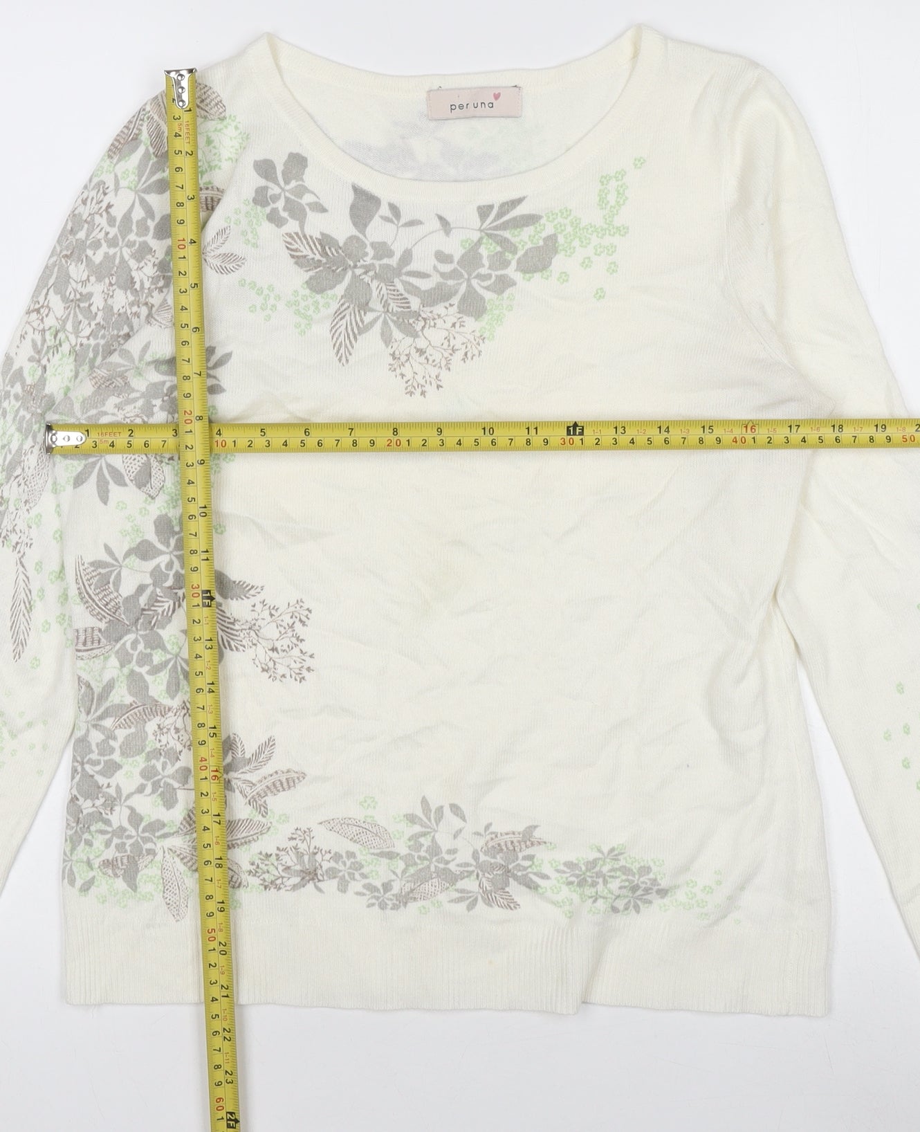 Marks and Spencer Per Una Women’s Ivory Floral Acrylic Jumper M
