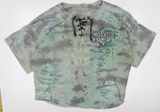 HotBodz USA Men’s Multicoloured Oversized Tie-Dye Lace V-Neck T-Shirt XL